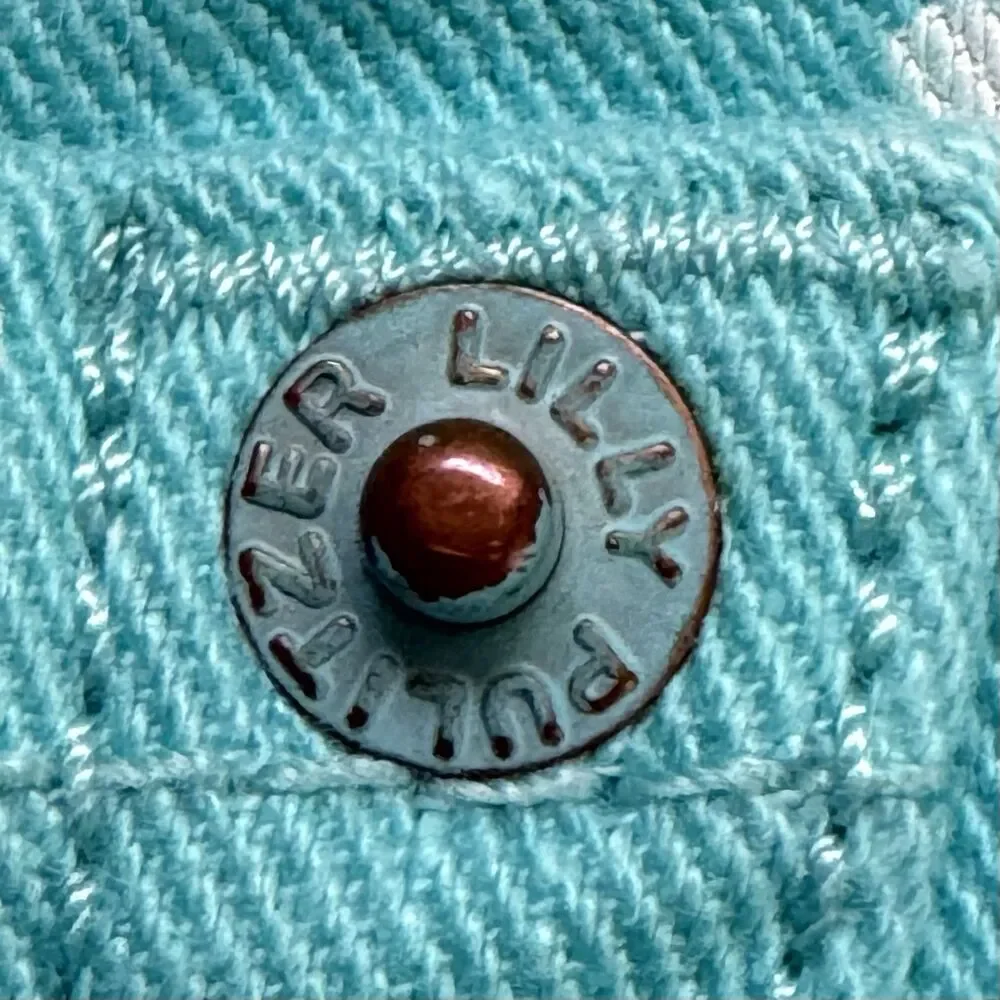 Lilly Pulitzer Clifton Shorts Sz 00 Aqua with White Polka Dots 2 Button Closure